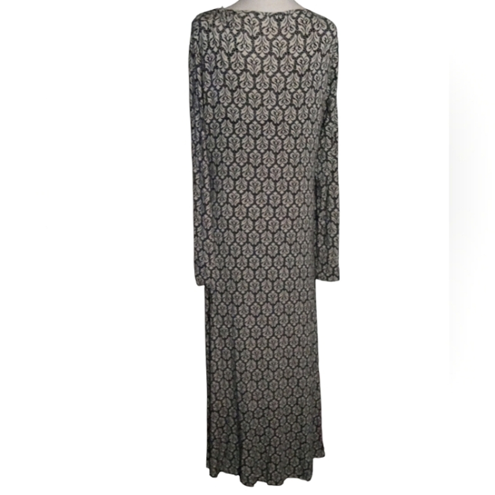 Soft Surroundings Black White Faux Wrap Front Jersey Knit Maxi Dress Size Medium - Picture 5 of 9